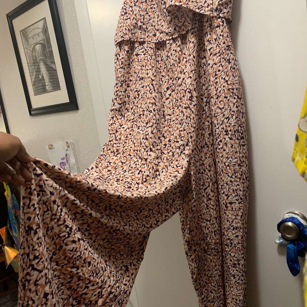 Leopard Print Pants Jumpsuit- Pink & Brown